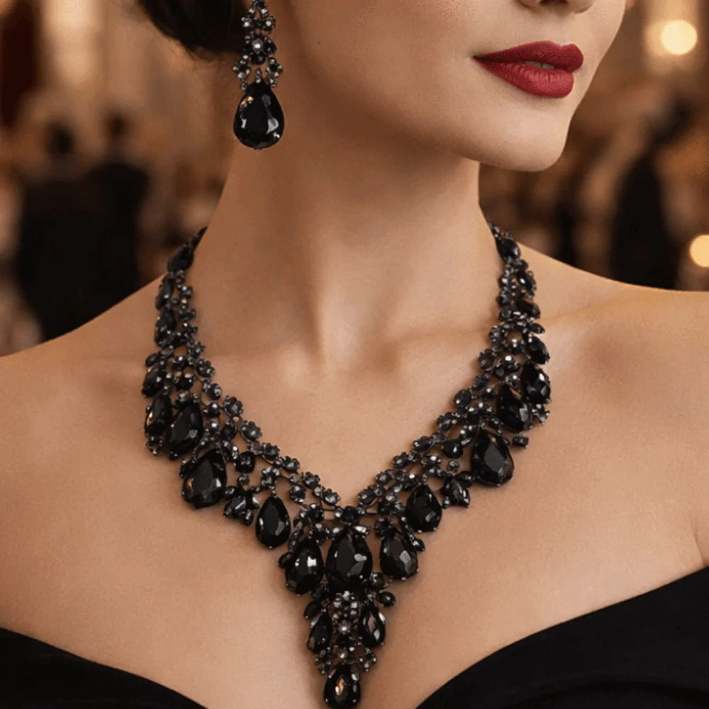 Luxury Crystal Rhinestone Jewelry Set – Necklace & Earrings Bridal Wedding Set