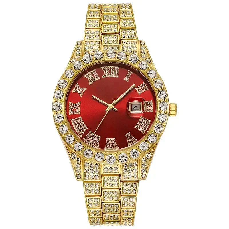Luxury Iced Out Hip Hop Men’s Watch – Diamond Style Fashion Wristwatch – Multiple Colors