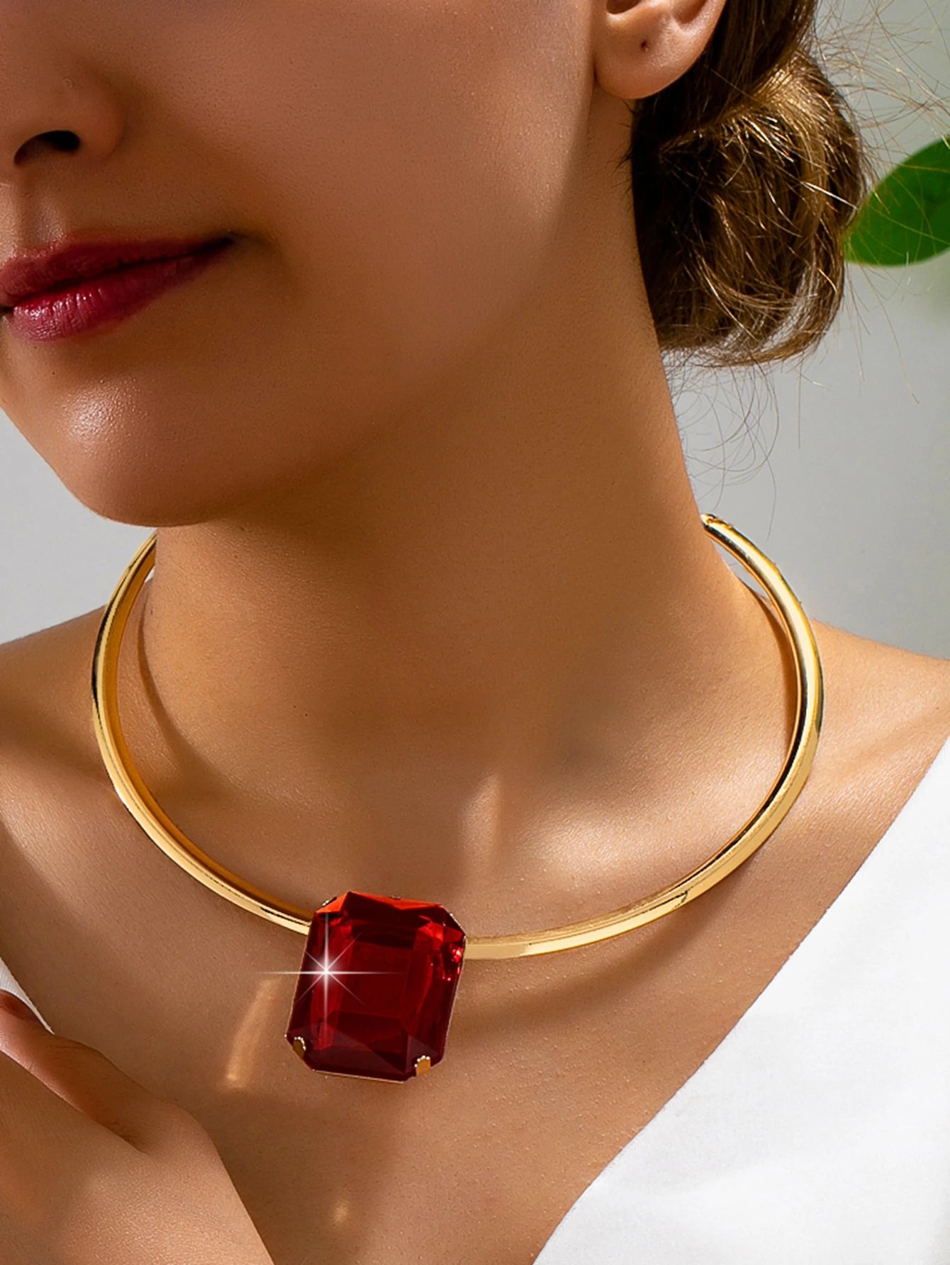 Luxury Red Gemstone Jewelry Set – Necklace, Bracelet & Ring | Elegant 3-Piece Women's Gift Set