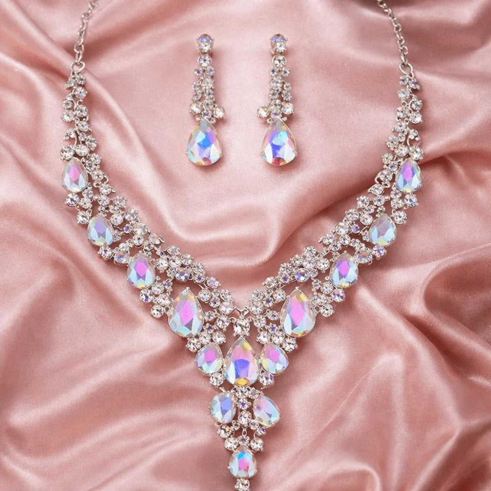 Luxury Crystal Rhinestone Jewelry Set – Necklace & Earrings Bridal Wedding Set