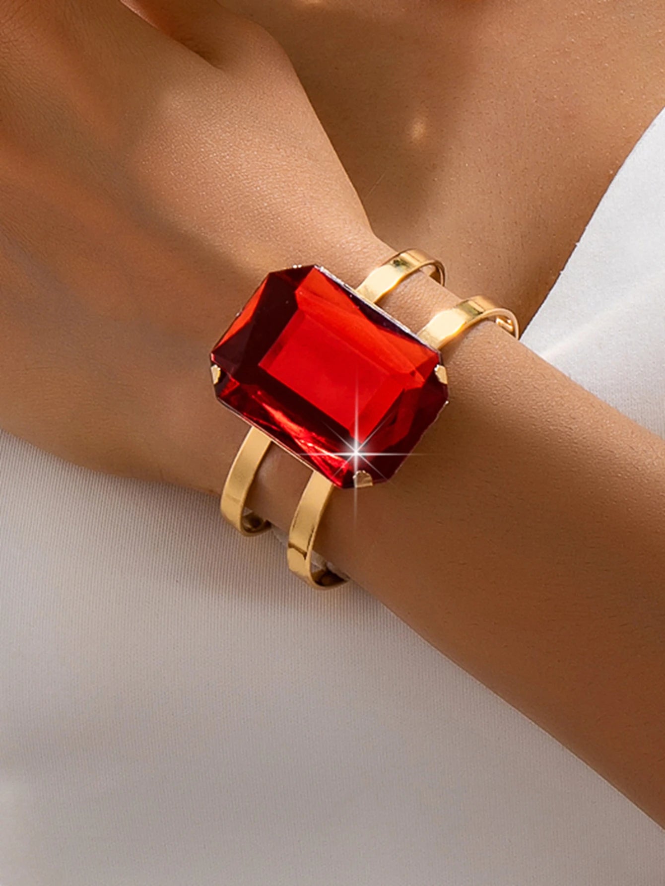Luxury Red Gemstone Jewelry Set – Necklace, Bracelet & Ring | Elegant 3-Piece Women's Gift Set