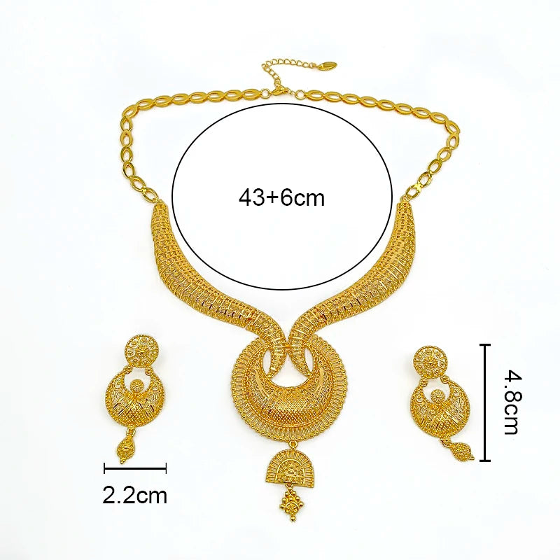 Bohemian Gold-Plated Necklace & Earrings Set