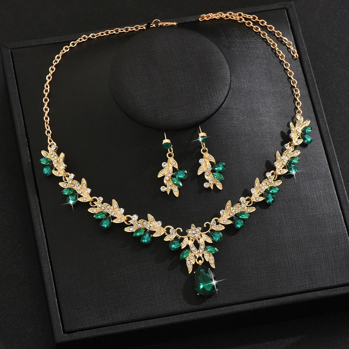 Luxury Crystal Bridal Jewelry Set – Necklace, Earrings & Ring | Wedding & Evening Elegance