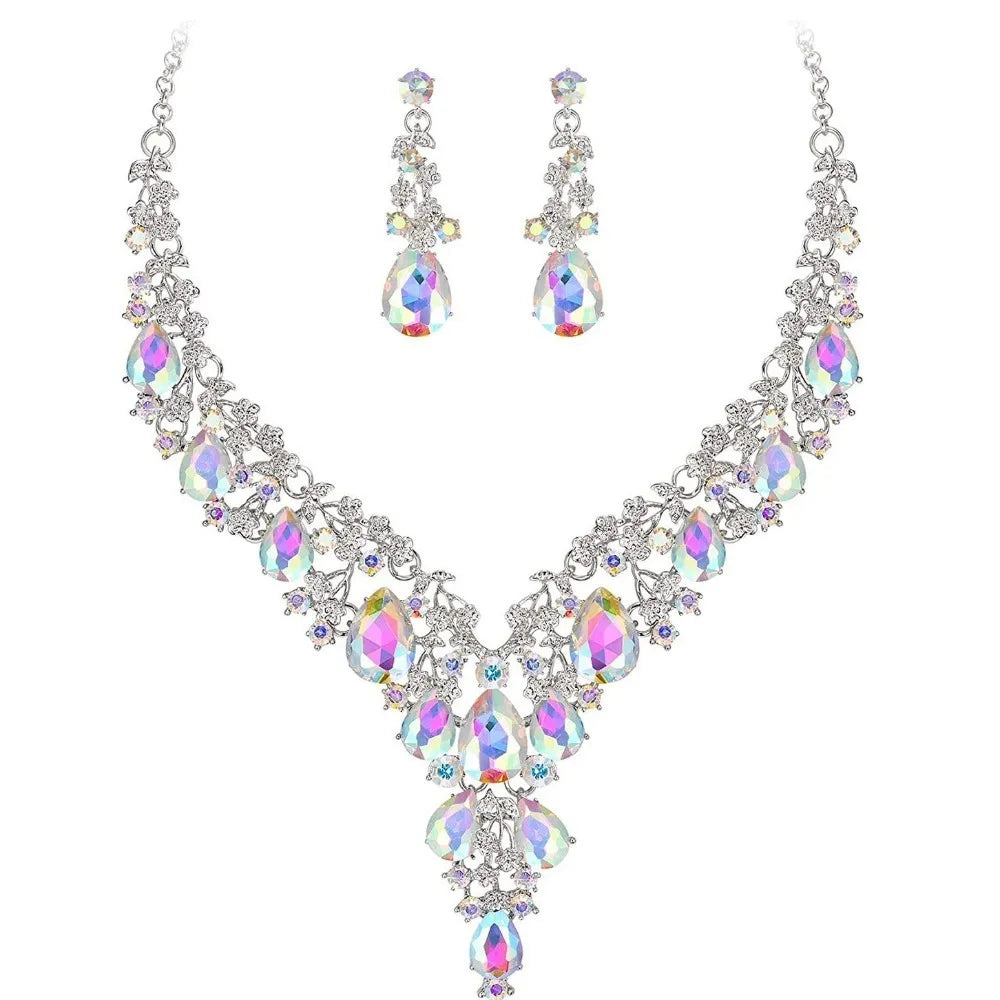 Luxury Crystal Rhinestone Jewelry Set – Necklace & Earrings Bridal Wedding Set