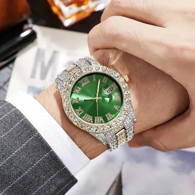 Luxury Iced Out Hip Hop Men’s Watch – Diamond Style Fashion Wristwatch – Multiple Colors
