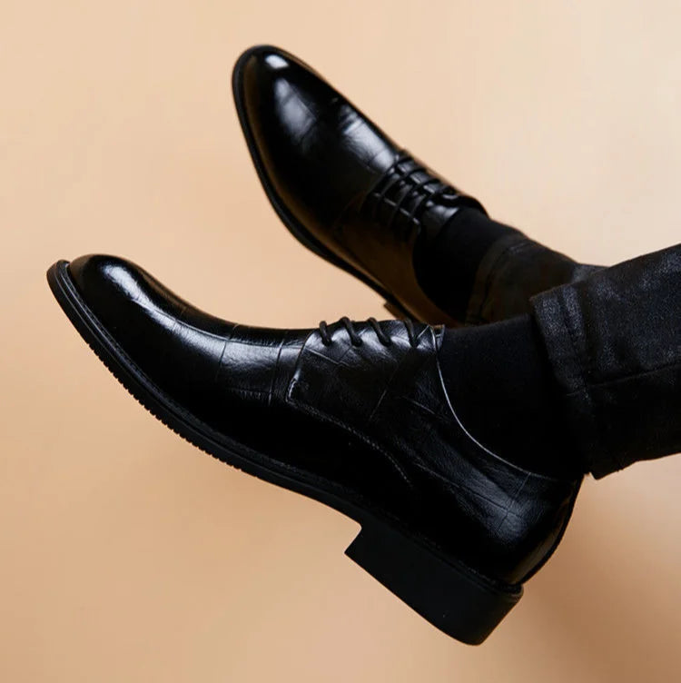 Men’s Black Pointed-Toe Formal Dress Shoes