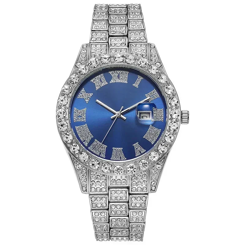 Luxury Iced Out Hip Hop Men’s Watch – Diamond Style Fashion Wristwatch – Multiple Colors