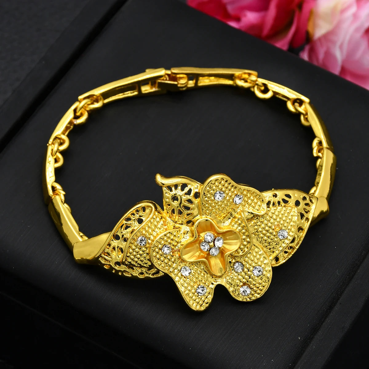 Luxury Indian Bridal Jewelry Set – 24K Gold Color Ethiopian Dubai Necklace & Earrings for Women