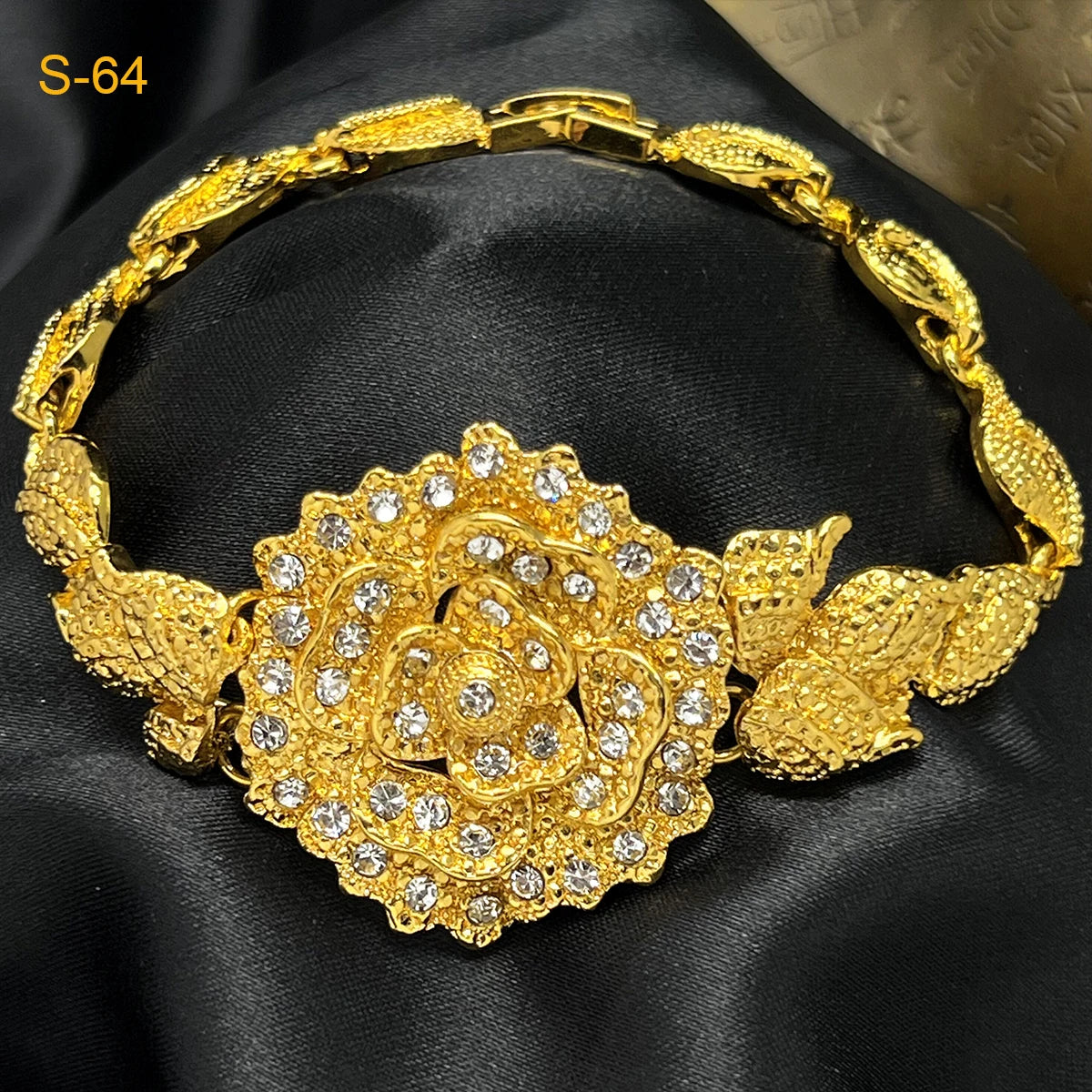Luxury Gold-Plated Floral Jewelry Set for Women – Necklace, Earrings & Ring, 24k Gold Plated