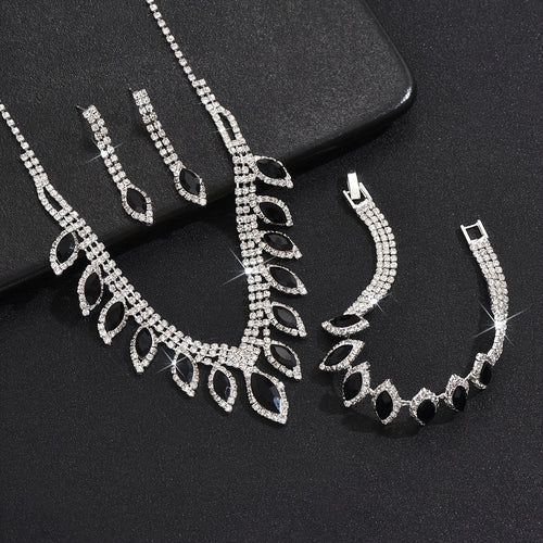 Elegant Bridal Jewelry Set – Necklace, Earrings & Bracelet (3-Piece)