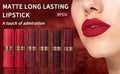 6-Piece Matte Berry Red Lipstick Set – Long-Lasting High-Pigment Lip Color for Women